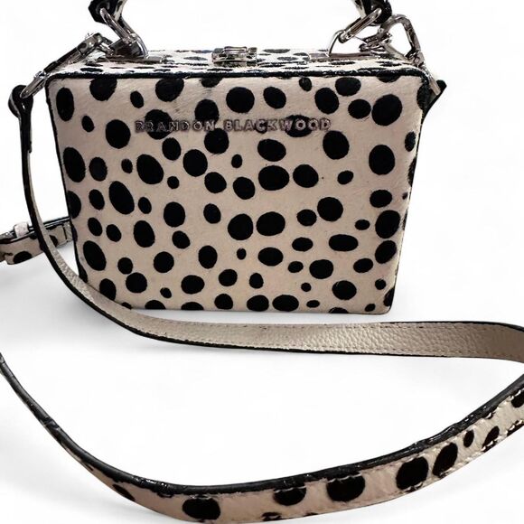 Brandon Blackwood Mini Kendrick Dalmatian Print Calf Hair Box Bag - Picture 1 of 8